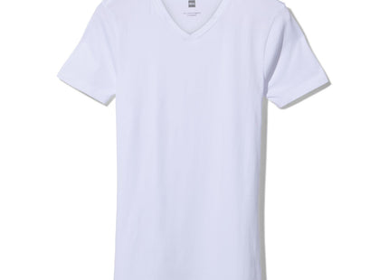 men's t-shirt slim fit v-neck extra long white