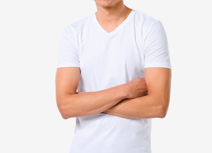 men's t-shirt slim fit v-neck extra long white