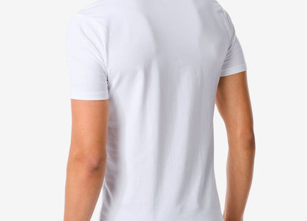 men's t-shirt slim fit v-neck extra long white