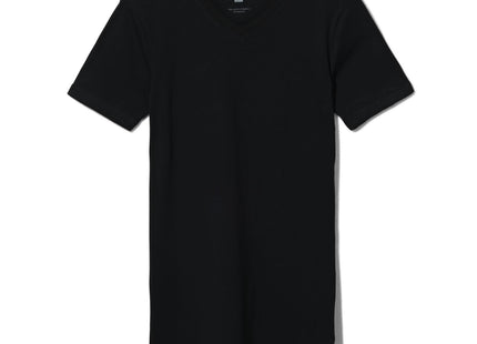 men's t-shirt slim fit v-neck extra long black