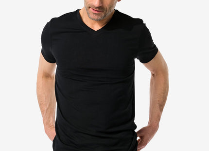 men's t-shirt slim fit v-neck extra long black