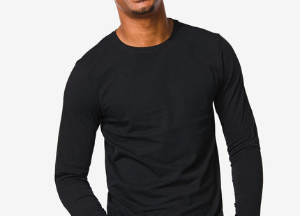 men's shirt slim fit o-neck long sleeve black