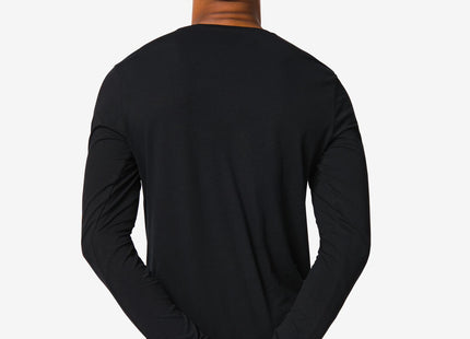 men's shirt slim fit o-neck long sleeve black