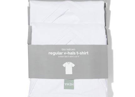 heren t-shirt regular fit v-hals - 2 stuks wit