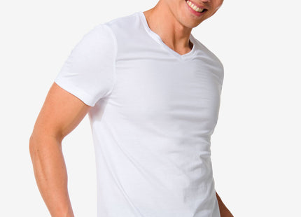 heren t-shirt regular fit v-hals - 2 stuks wit