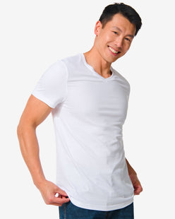 heren t-shirt regular fit v-hals - 2 stuks wit