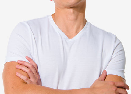 heren t-shirt regular fit v-hals - 2 stuks wit