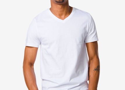 men's t-shirt regular fit v-neck extra long - 2 pieces white