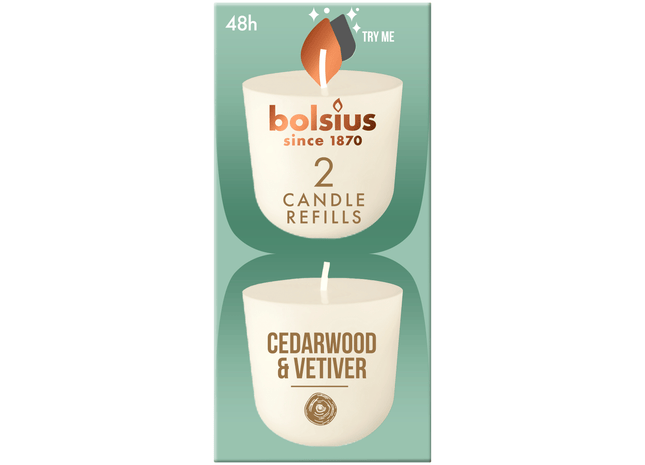 Bolsius Navulling Clean Light pack 2 Cedarwood