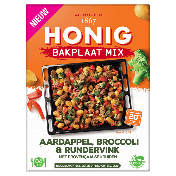 Honig Oven Tray Mix Potato, Broccoli & Beef