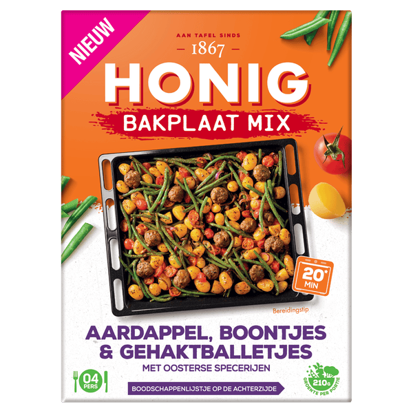 Honig Sheet Pan Mix Potato, Green Beans & Minced Meat