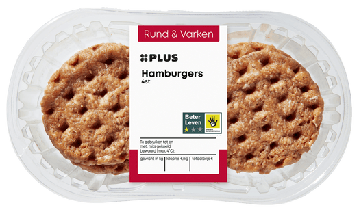 Hamburger varken-rund 4st  Dutchshopper