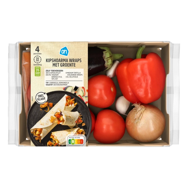 Kip-shoarma wraps met groente verspakket