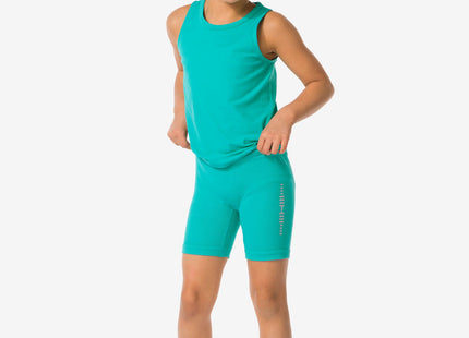 children's short sports leggings seamless turquoise