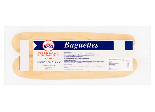 Garbe vorgebackene weiße Baguettes