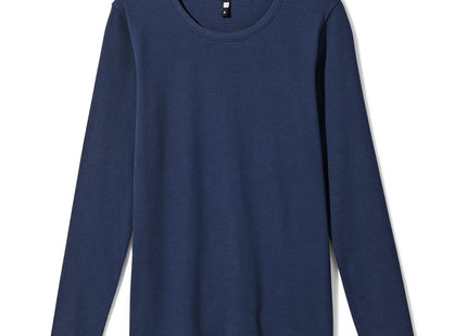 damesshirt Clara rib donkerblauw