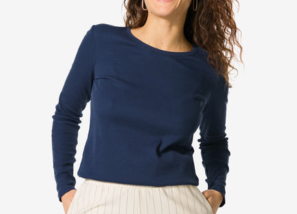 damesshirt Clara rib donkerblauw