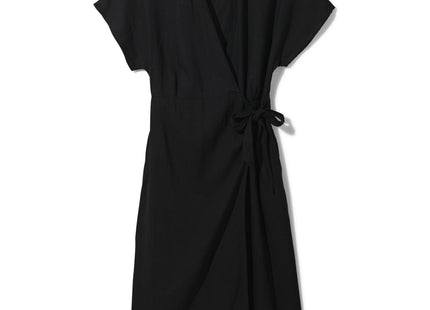 ladies wrap dress Raiza with linen black