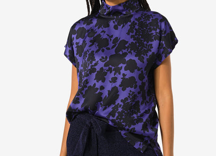 dames top Luna bloemen blauw