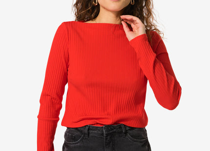 dames top Caro rib rood