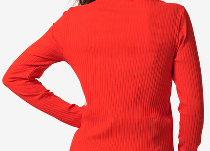 dames top Caro rib rood