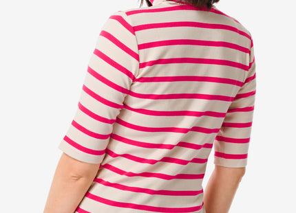 dames t-shirt Clara rib donkerroze  Dutchshopper