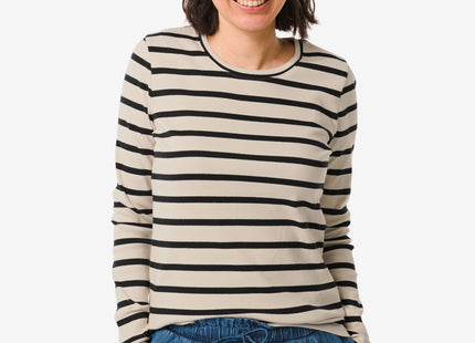 dames t-shirt Clara rib wit/zwart