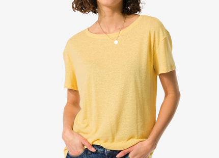 ladies t-shirt Evie with linen yellow