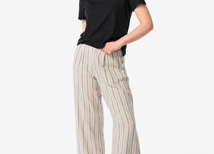 Isla women's trousers with linen white/black