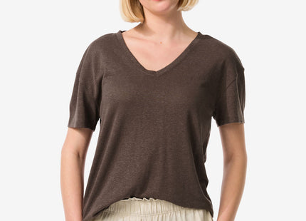 women's t-shirt Evie with linen brown