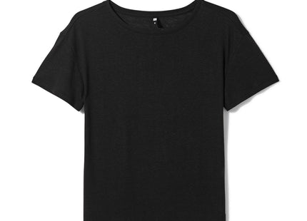 women's t-shirt Evie with linen black