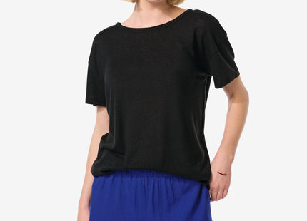 women's t-shirt Evie with linen black