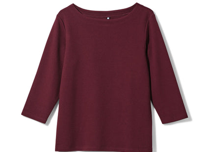 dames t-shirt rib bordeauxrood