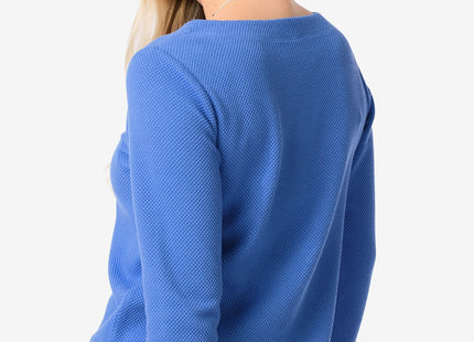 damesshirt Kacey met structuur blauw