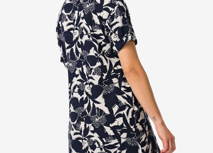 ladies dress Sola with linen leaves blue