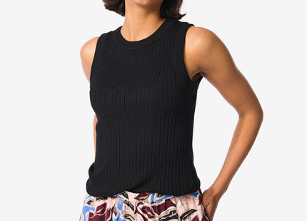 dames tanktop Frida met ribbels  zwart