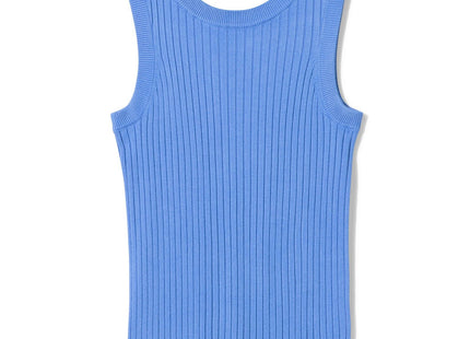 dames tanktop Frida met ribbels blauw