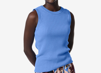 dames tanktop Frida met ribbels blauw