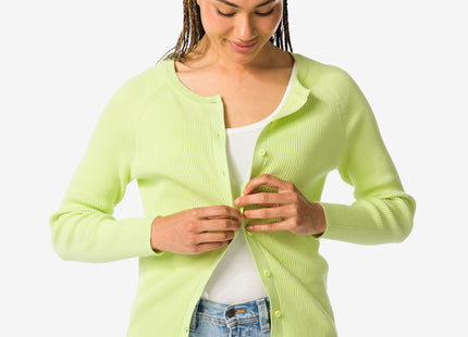 ladies cardigan knitted rib green