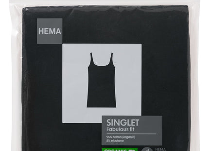 women's singlet organic cotton black