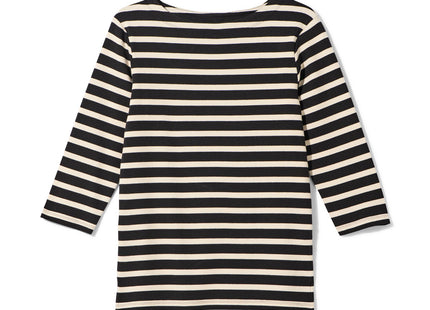 ladies t-shirt stripe boat neck black/white