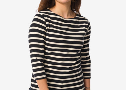 ladies t-shirt stripe boat neck black/white