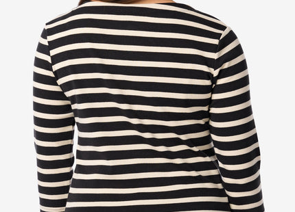 ladies t-shirt stripe boat neck black/white