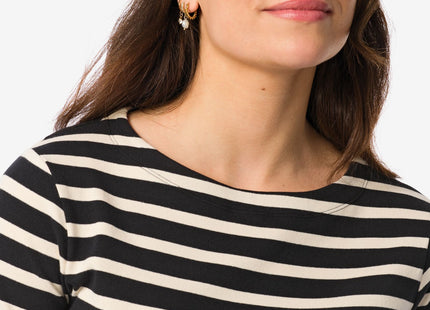 ladies t-shirt stripe boat neck black/white