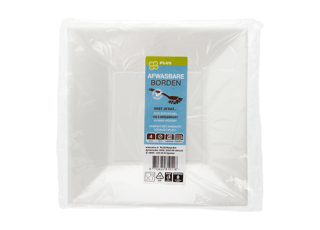 Wiederverwendbare quadratische Platte 18 cm