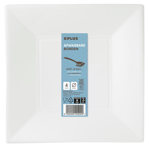 Reusable square plate 18cm