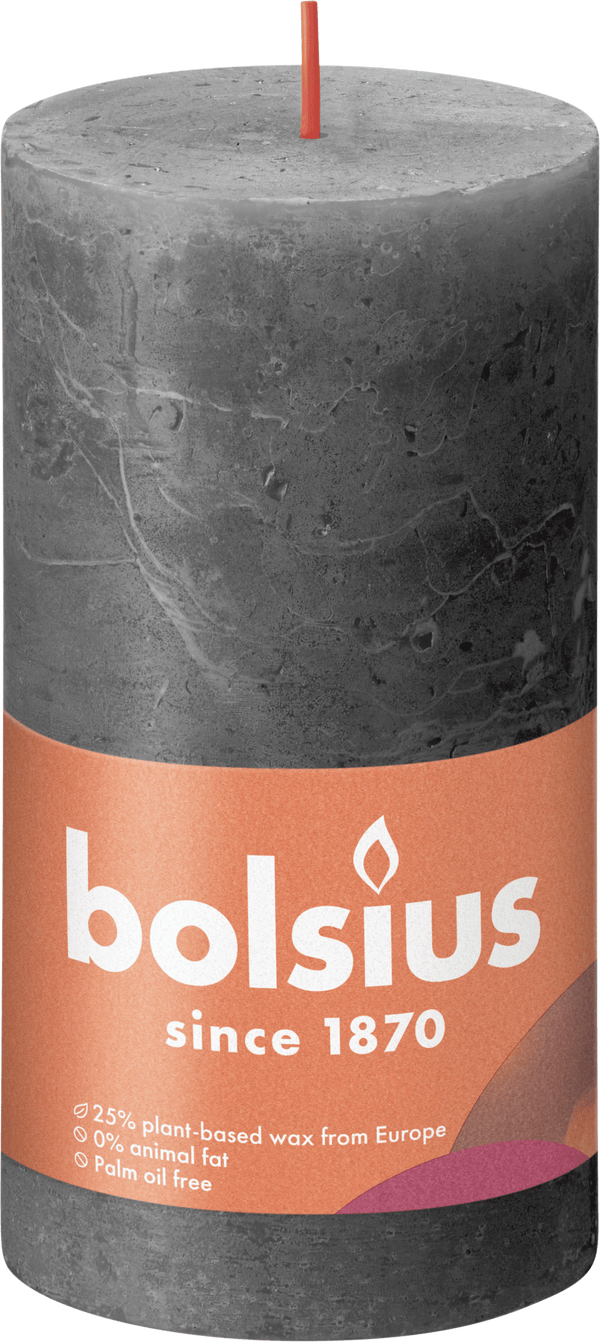 Bolsius Rustikal Glanz 13cm Stürmisch Grau