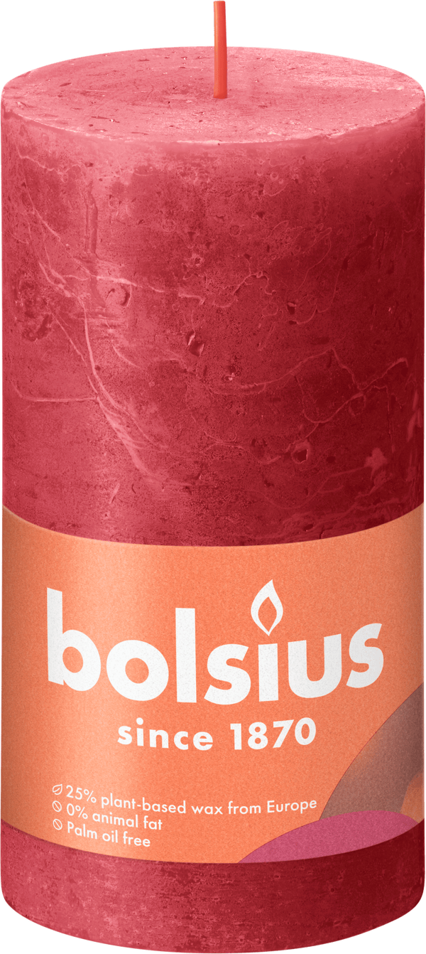Bolsius Rustiek Shine 13cm Delicate Red