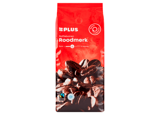 Kaffeebohnen der roten Marke Fairtrade