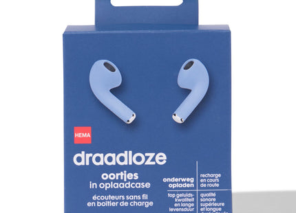 draadloze oortelefoon in oplaadcase blauw  Dutchshopper